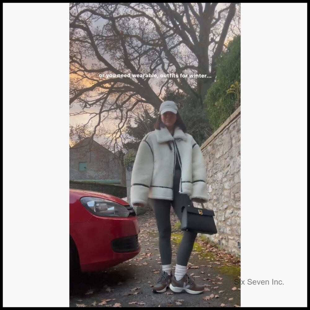 Faux Fur Jacket with Leather Patchwork Zip Up Coat - image 7